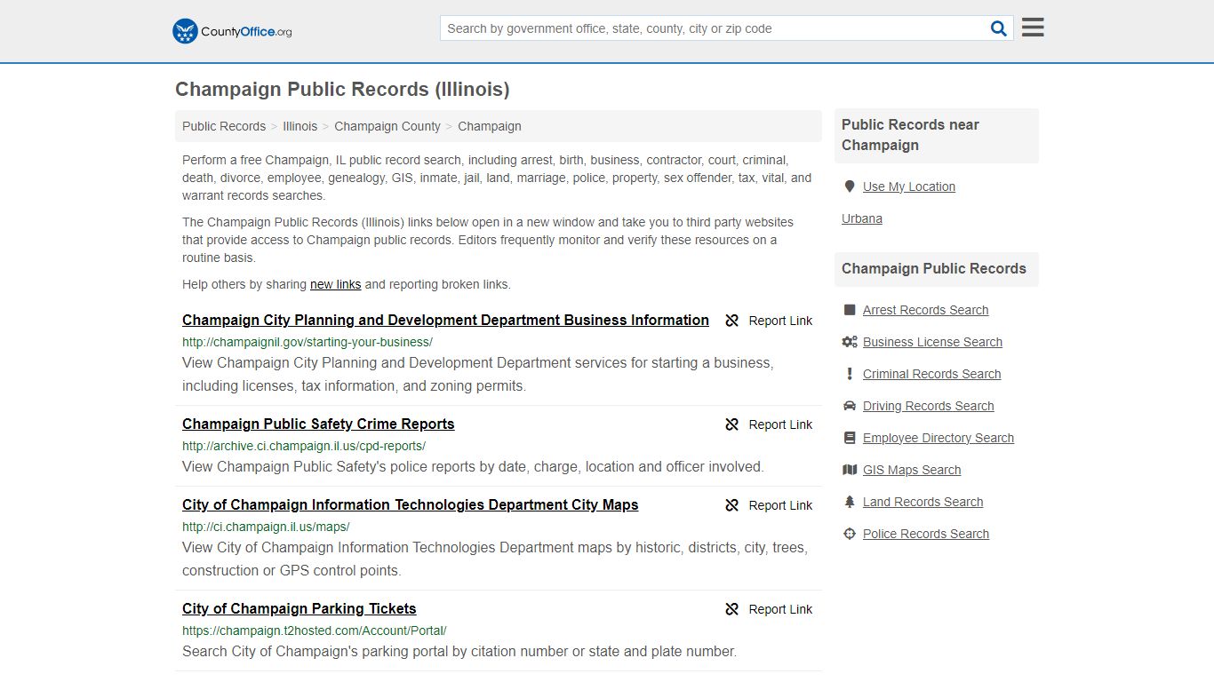 Public Records - Champaign, IL (Business, Criminal, GIS, Property ...